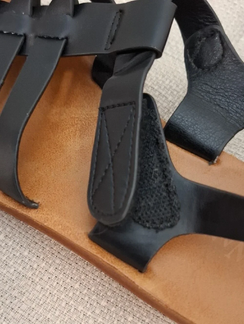Wanted Black Strappy Kids Slingback Sandals with Tan Footbed